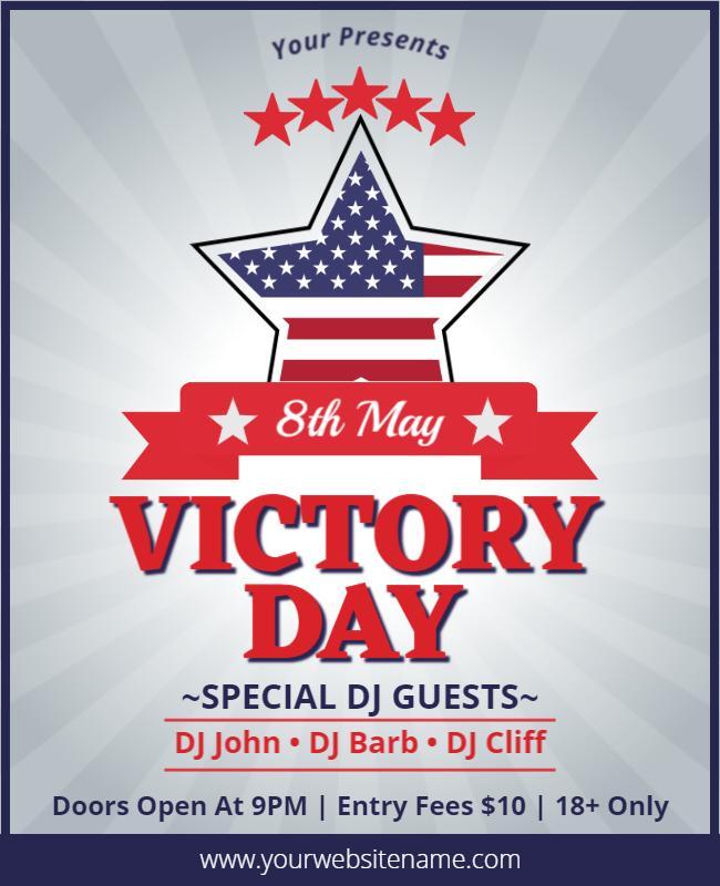 Patriotic Star-Spangled Victory Day Celebration Flyer Template