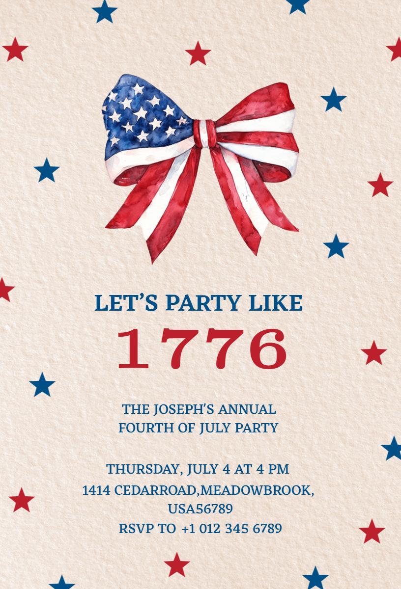 Patriotic Stars and Stripes 4th of July Celebration Invitation Template