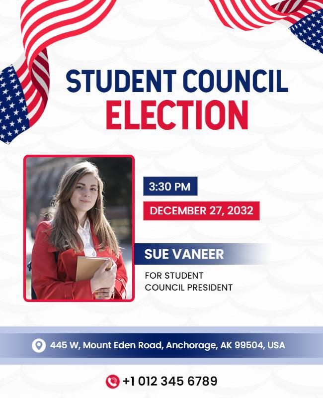 Patriotic Themed Student Council Election Announcement Poster Template