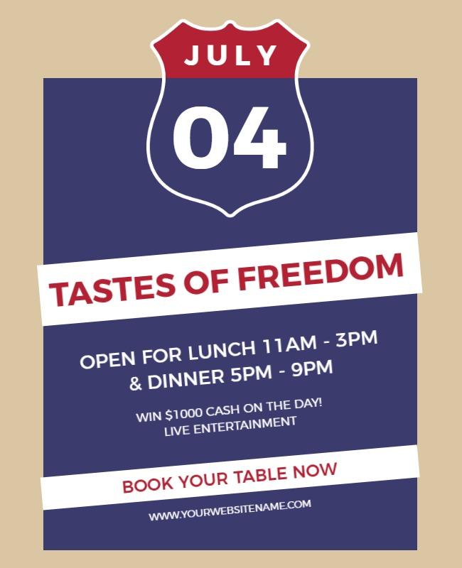 Patriotic Themed Tastes of Freedom Celebration Poster Template