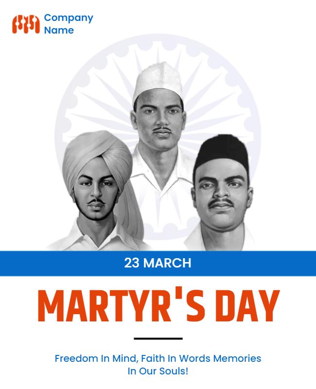 Patriotic Tribute to Martyrs Day with Historical Figures Poster Template