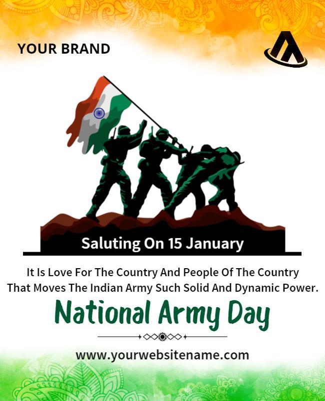 Patriotic Tribute to Soldiers for National Army Day Poster Template