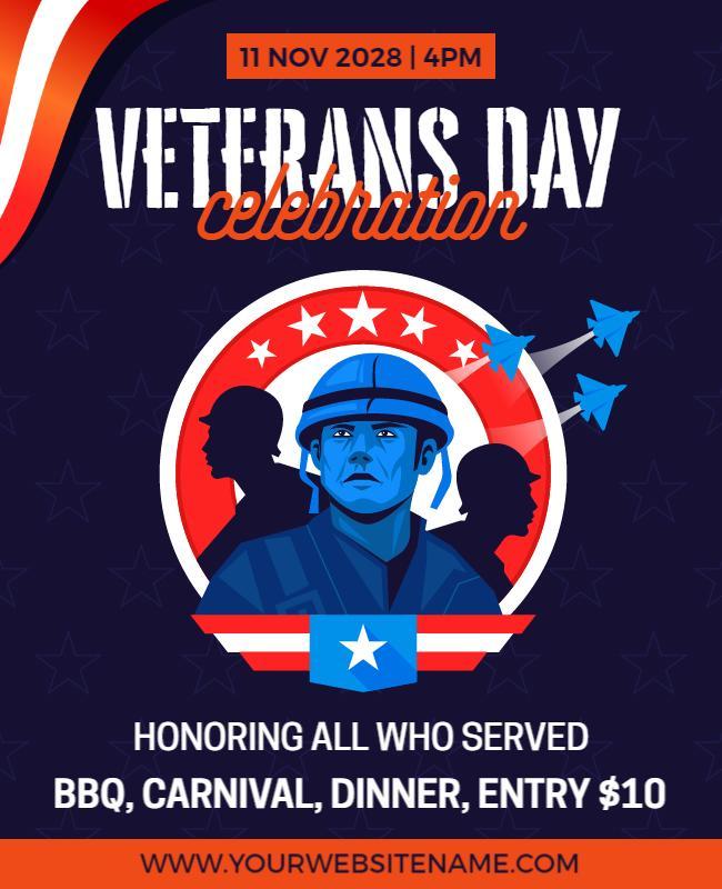 Patriotic Veterans Day Celebration with Bold Colors Poster Template
