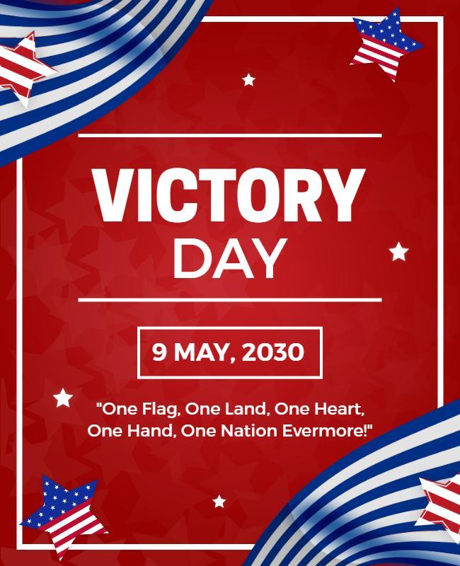 Patriotic Red Victory Day Celebration Flyer Template