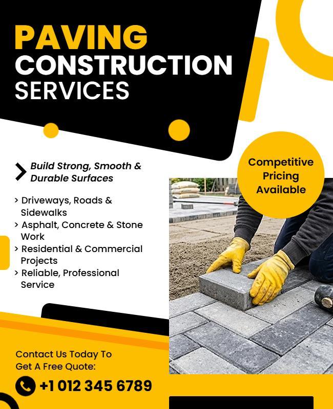 Paving Construction Services Advertising Poster Template