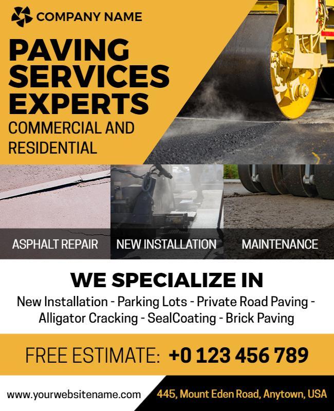 Paving Services and Maintenance Flyer Template