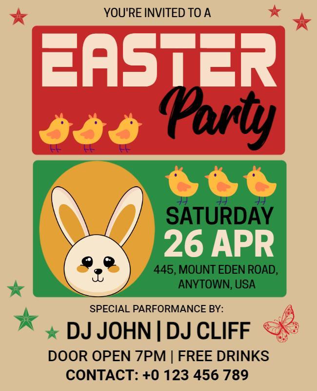 Pavlova Easter Party Flyer Template or Easter Sunday Church Flyers Template