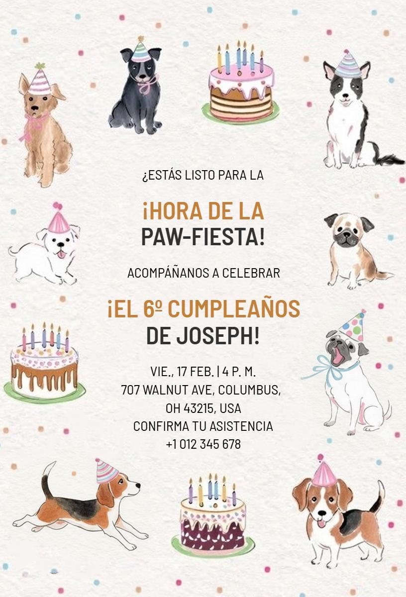 Paw-some Dog Birthday Celebration Festive Invitation Template