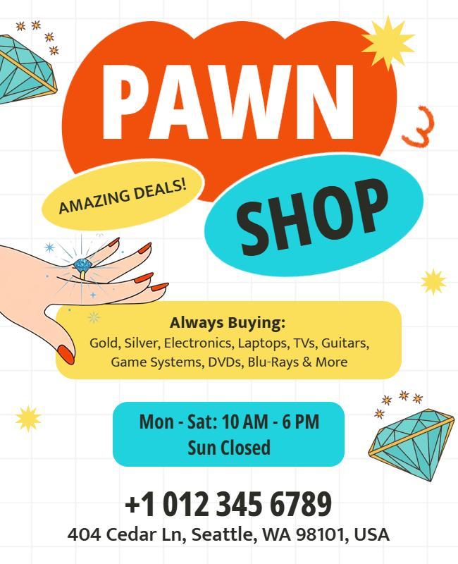 Pawn Shop Amazing Deals Poster Template