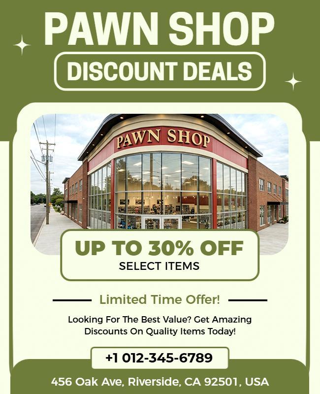 Pawn Shop Discount Deals Promotional Poster Template