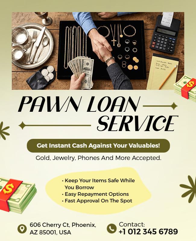 Pawn Shop Loan Service Advertisement Poster Template