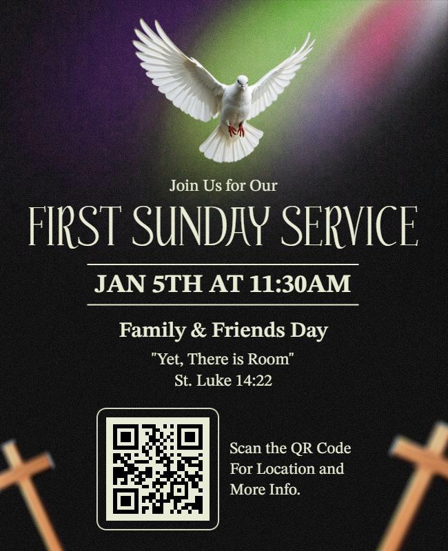 Peaceful Dove First Sunday Service Church Flyer Template