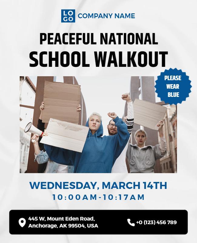 Peaceful National School Walkout Flyer Template