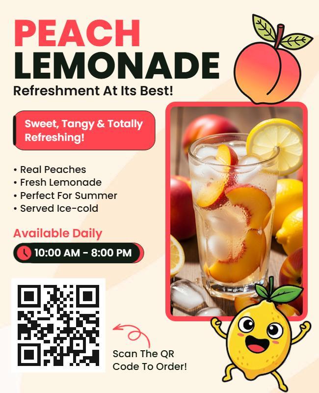 Peach Lemonade Refreshment Promotion Flyer Template