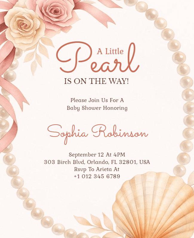 Pearl Theme Baby Shower Celebration Flyer Template