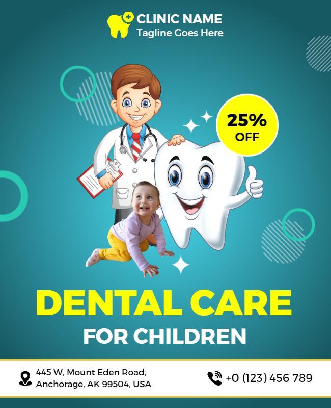 Pediatric Dental Care Promotional Flyer Template