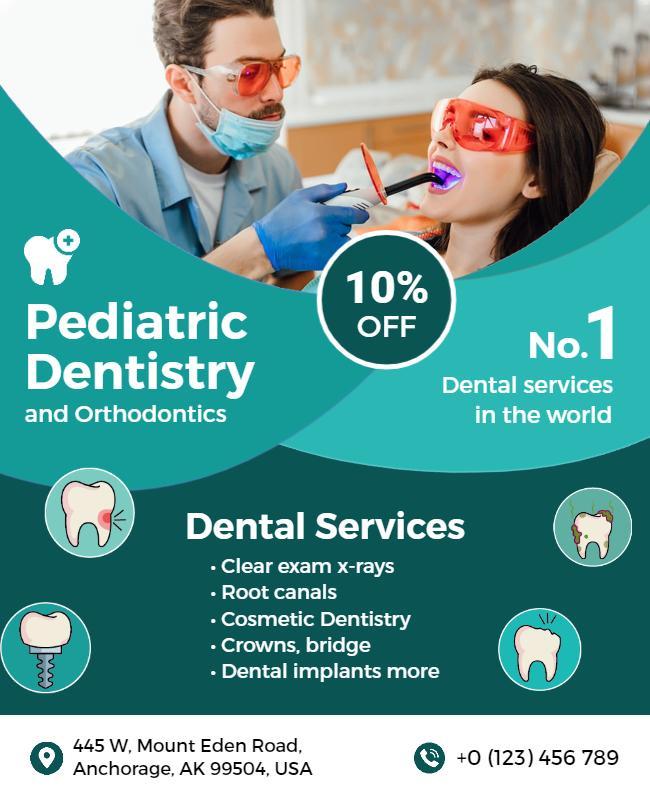 Pediatric Dentistry and Orthodontics Promotional Flyer Template