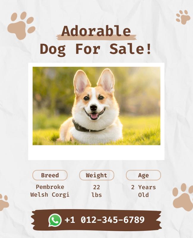 Pembroke Welsh Corgi Dog Sale Flyer Template