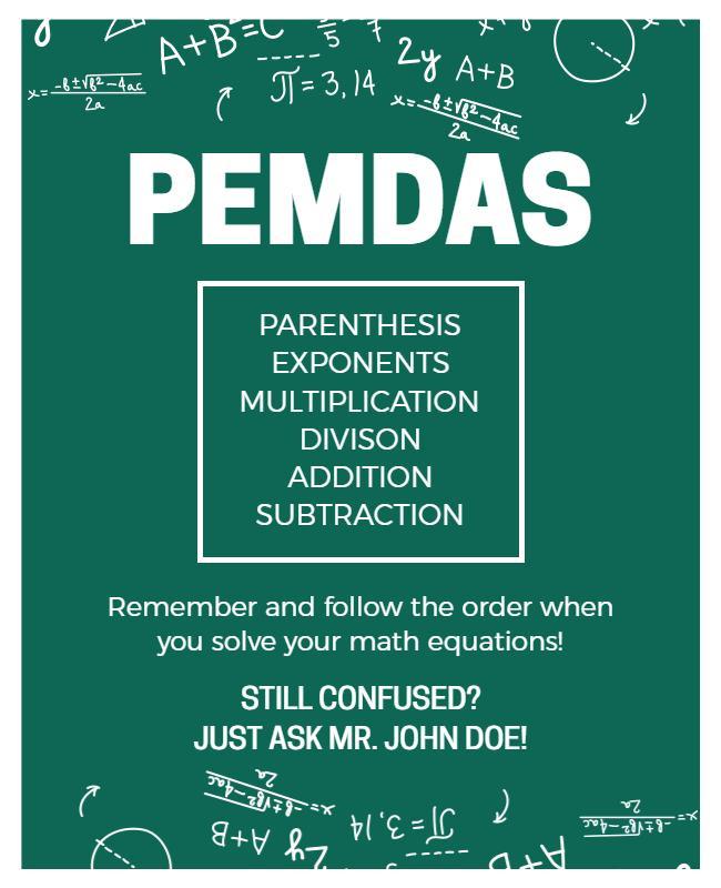 Pemdas Math Poster Template