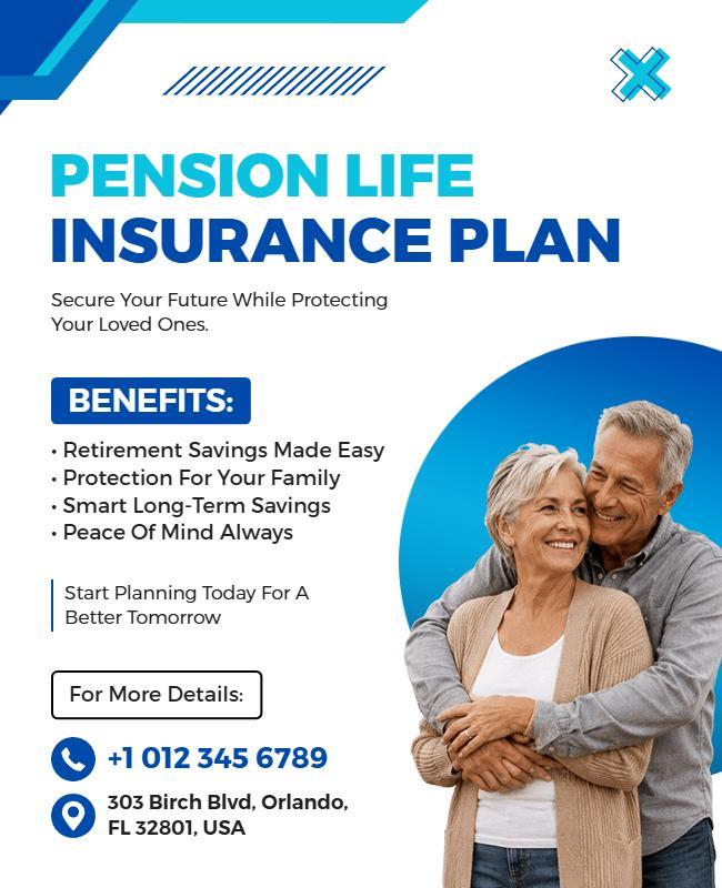 Pension Life Insurance Plan Benefits Poster Template
