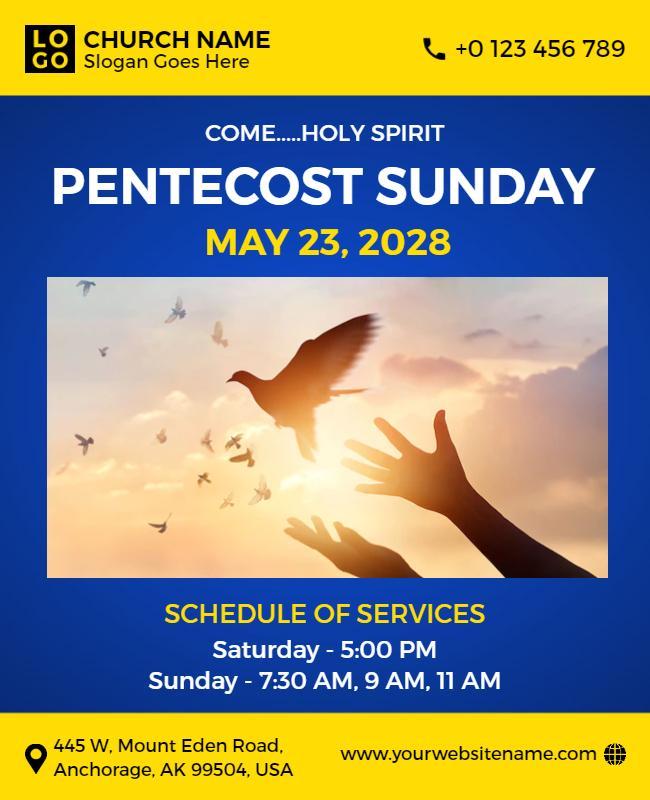 Pentecost Sunday Church Service Flyer Template