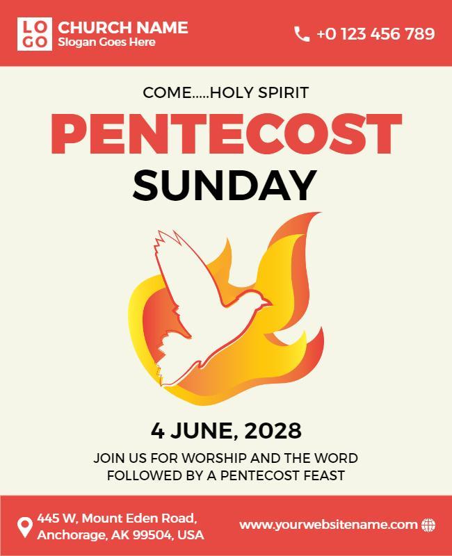 Pentecost Sunday Worship Event Flyer Template