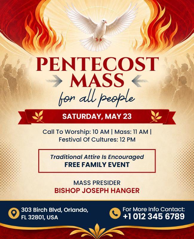 Pentecost Worship Mass Event Flyer Template