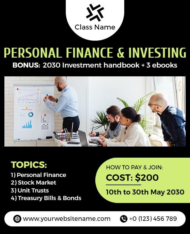 Personal Finance and Investing Workshop Flyer Template