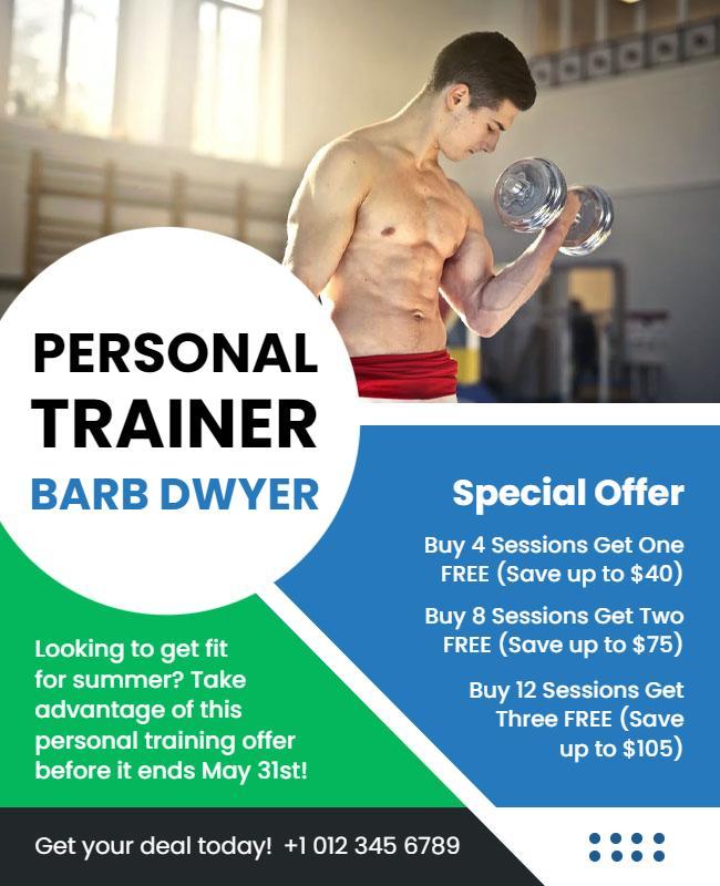 Dynamic Fitness Personal Trainer Promotion Flyer Template