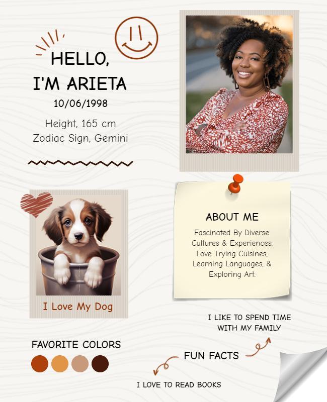 Personal Introduction and Hobbies Flyer Template