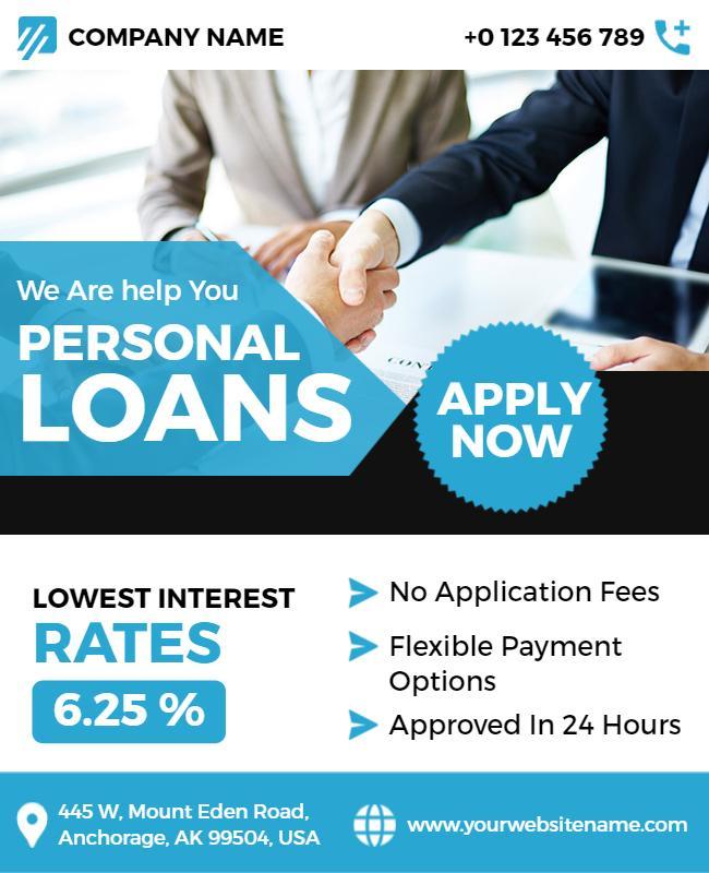 Personal Loans with Low Interest Rates Flyer Template