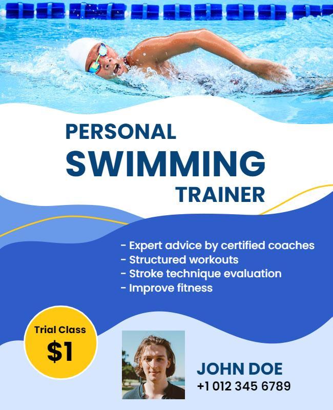 Personal Swimming Trainer Promotional Flyer Template