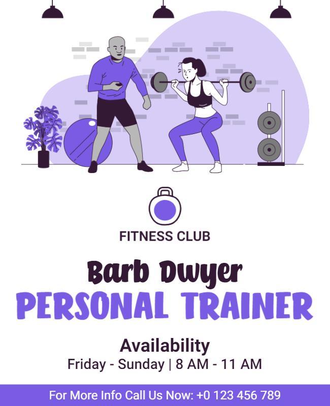 Modern Purple Personal Trainer Fitness Club Flyer Template