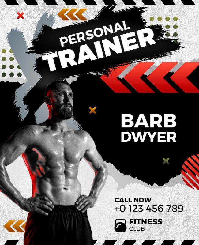 Dynamic Black and Red Personal Trainer Promotion Flyer Template