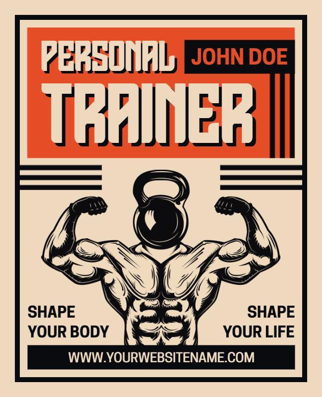 Vintage Fitness Personal Trainer Promotional Flyer Template