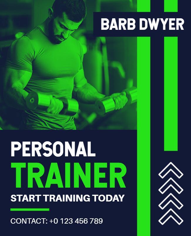 Bold Green Fitness Personal Trainer Advertising Flyer Template