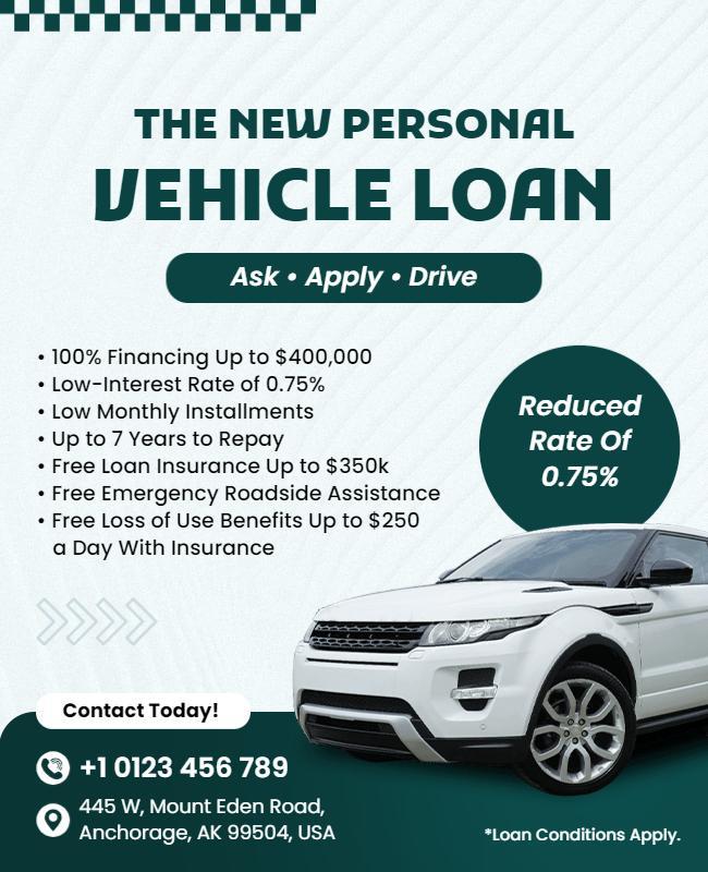 Personal Vehicle Loan Promotion Flyer Template