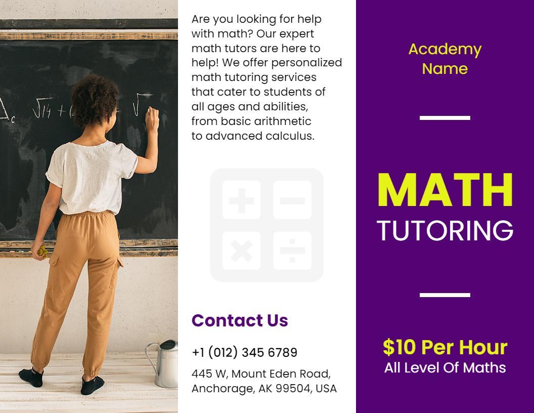 Personalized Math Tutoring Services and Assessments Brochure Template