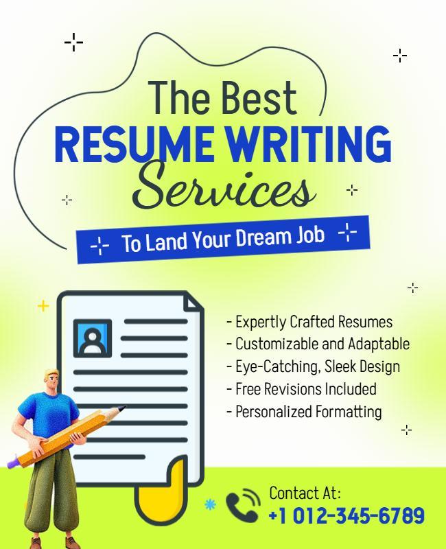 Creative Green Resume Writing Services Promotion Flyer Template