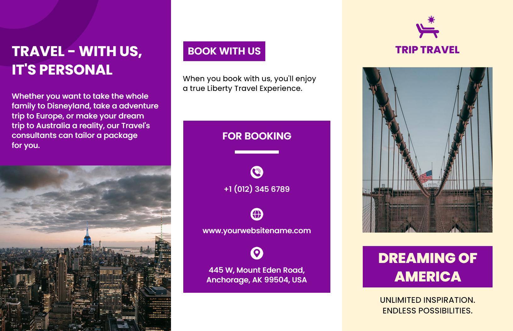 Personalized Travel Packages and Adventure Planning Brochure Template