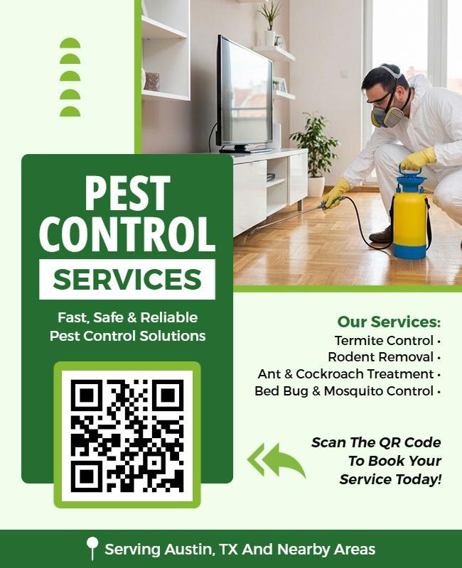 Pest Control Service Promotion QR Flyer Template