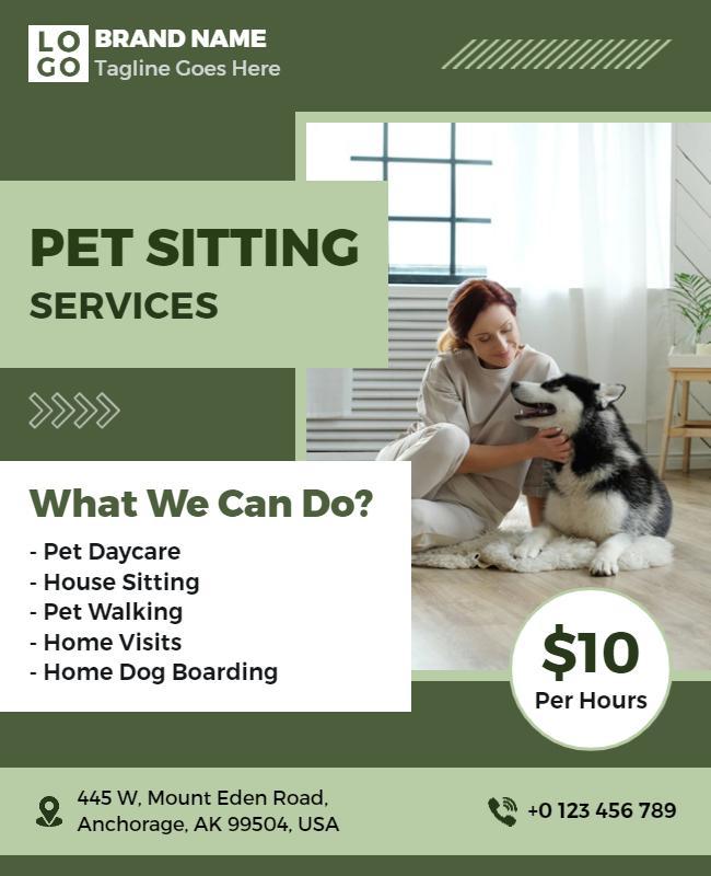 Pet Care and Sitting Services Promotional Flyer Template