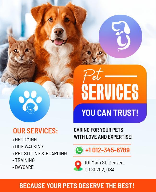 Pet Care Services Advertising Flyer Template