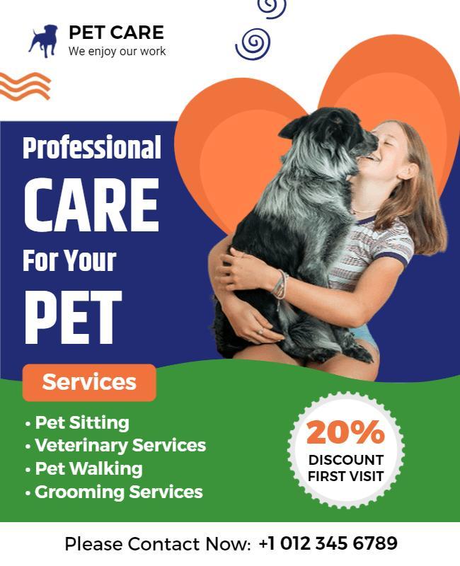 Pet Care Services Promotional Flyer Template