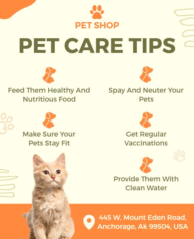 Pet Care Tips Informational Flyer Template