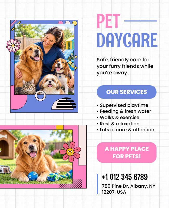 Pet Daycare Service Promotion Flyer Template