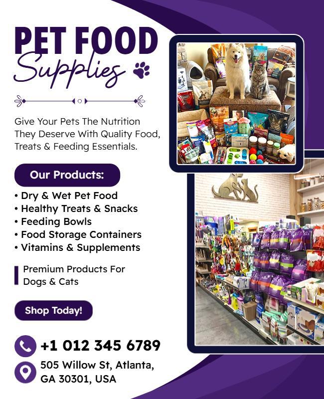 Pet Food Supplies Store Flyer Template