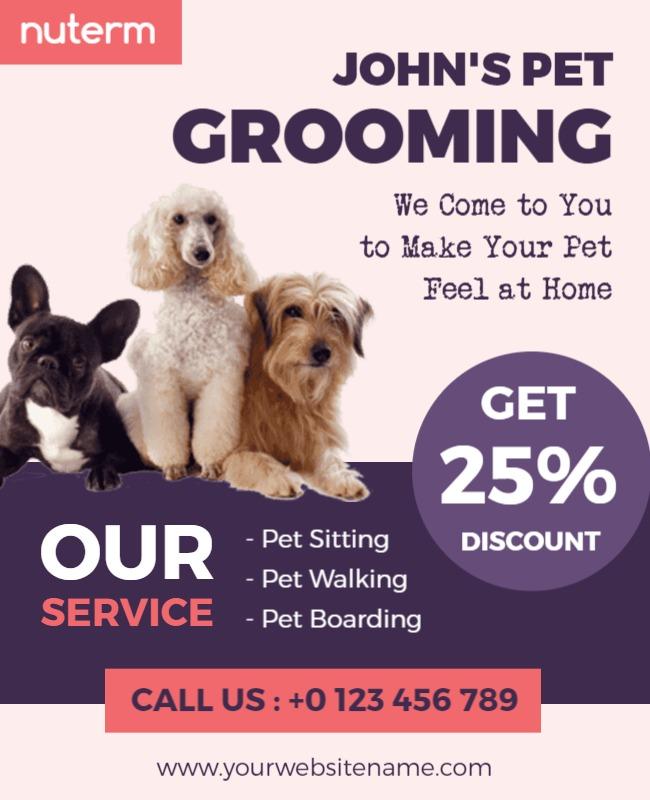 Pet Grooming and Care Service Flyer Template