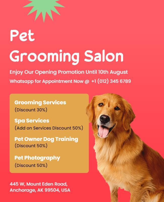 Pet Grooming Salon Promotional Flyer Template