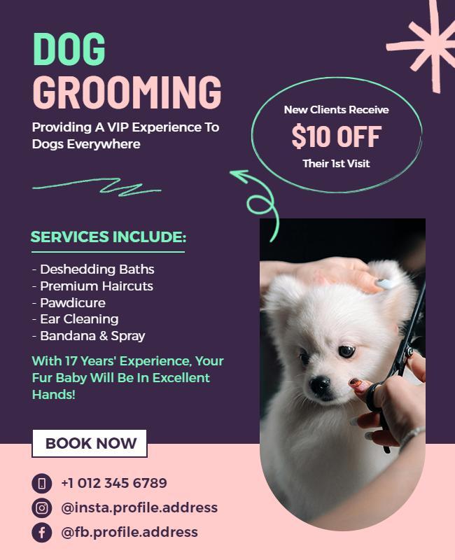 Pet Grooming Services Discount Flyer Template